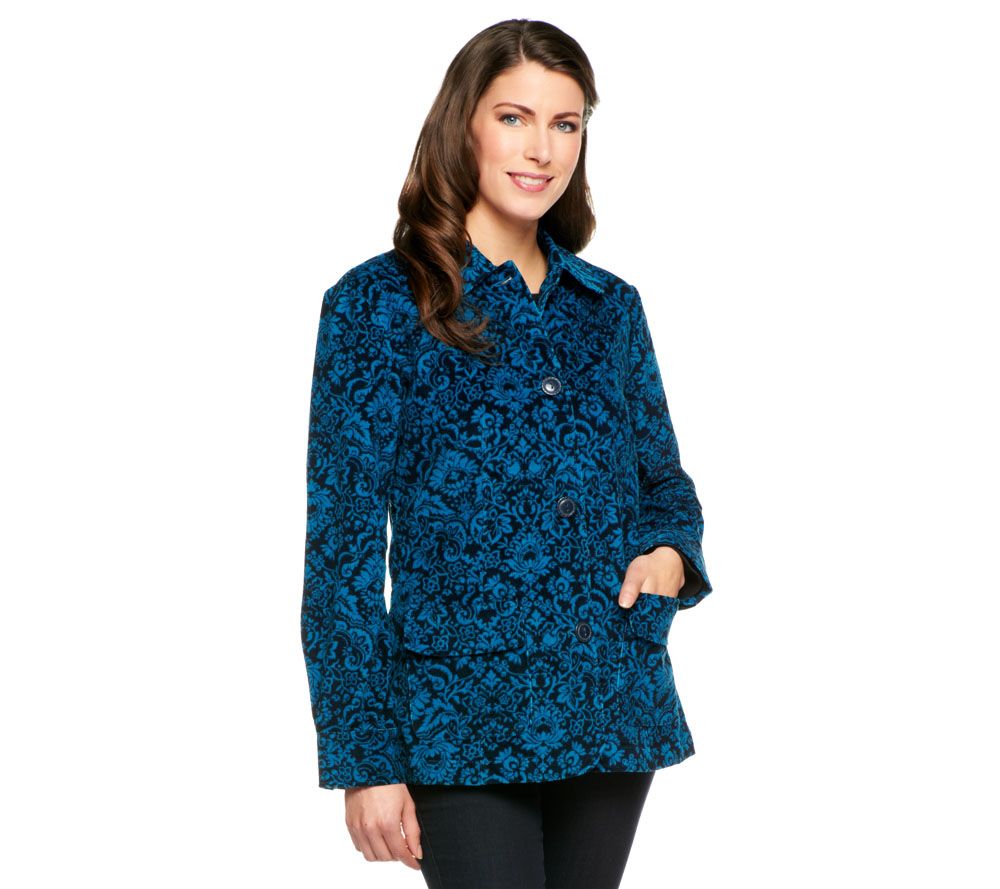 Denim & Co. Printed Corduroy Barn Jacket - A203993