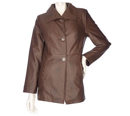 Susan Graver Faux Leather 3-Button Jacket with Removable Lining - A209693