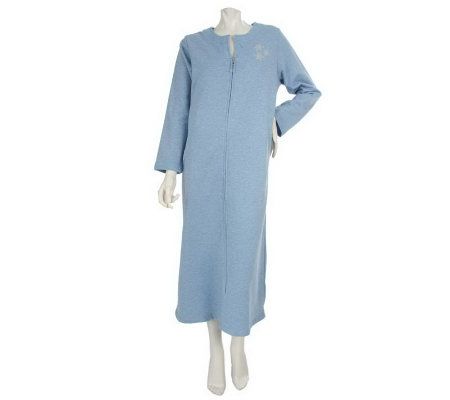 Stan Herman Snowflake Heather Brushed French Terry Zip Caftan - A209893