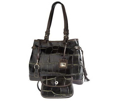 Dooney & Bourke Croco Embossed Leather Tassel Bag with Accessories - A210993