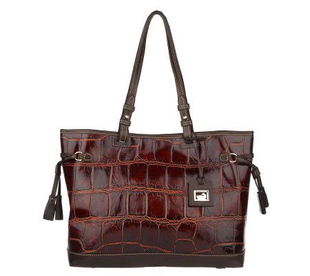 Dooney & Bourke Croco Embossed Leather Tassel Bag with Accessories