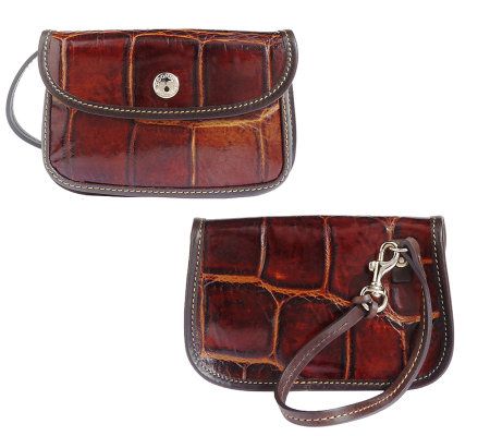 Dooney & Bourke Croco Embossed Leather Tassel Bag with Accessories