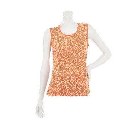 Susan Graver Liquid Knit Polka Dot Scoop Neck Tank - A215093