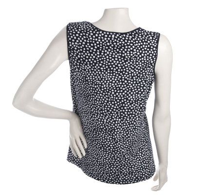 Susan Graver Liquid Knit Polka Dot Scoop Neck Tank