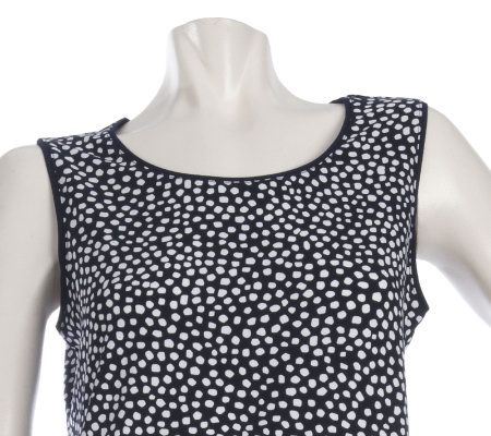 Susan Graver Liquid Knit Polka Dot Scoop Neck Tank