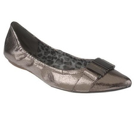 KathyVanZeeland Pointed Toe Ballet Flats w/ Toe Ornament - A216093