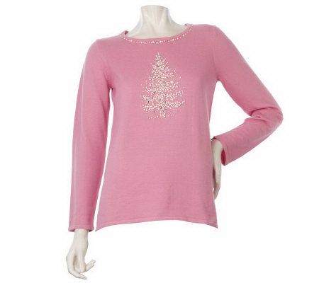 Quacker Factory Pearly Christmas Tree Sweater - A216893