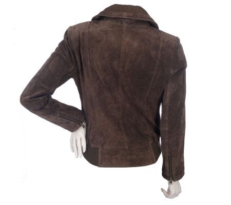 Luxe Rachel Zoe Shawl Collar Suede Jacket with Knit Trim