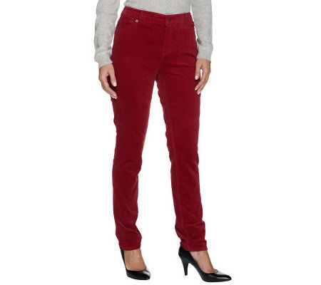 Isaac Mizrahi Live! Slim Leg 5 Pocket Corduroy Pants - A217393