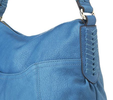 B. Makowsky Leather North/South Hobo with Braided Accent