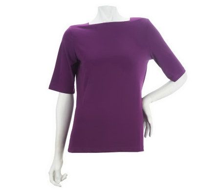 George Simonton Crystal Knit Bateau Neck Top with Gusset Detail - A226293