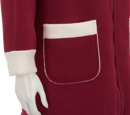 Denim & Co. Zip Front Fleece Coat w/Sherpa Trim & Pockets