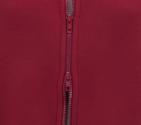 Denim & Co. Zip Front Fleece Coat w/Sherpa Trim & Pockets