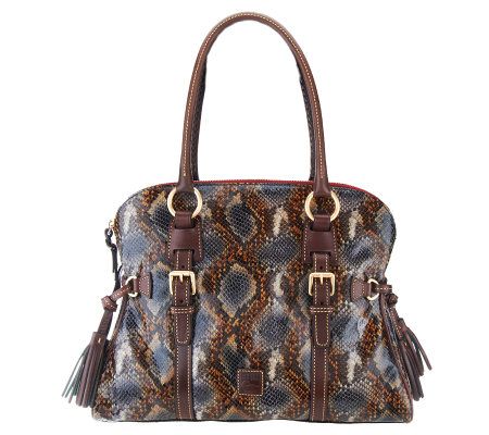 Dooney & Bourke Python Embossed Leather Domed Buckle Satchel - A229393