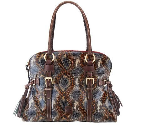 Dooney & Bourke Python Embossed Leather Domed Buckle Satchel - A229393