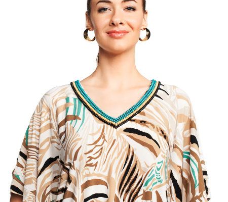Joan Rivers Regular Length Safari Chic Embellished Caftan