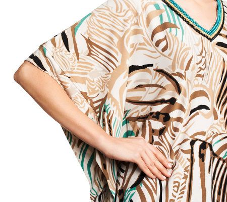 Joan Rivers Regular Length Safari Chic Embellished Caftan