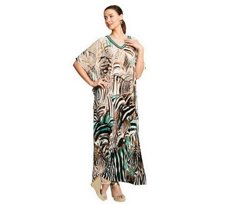 Joan Rivers Regular Length Safari Chic Embellished Caftan - A230493