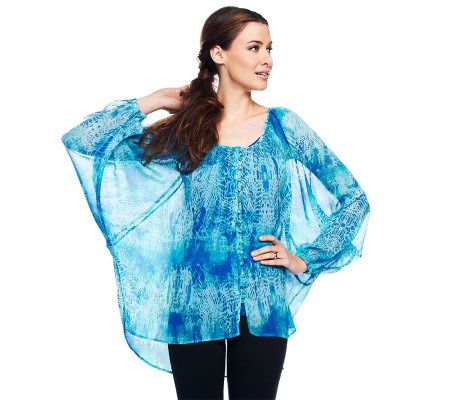 Nicole Richie Collection Printed Raglan Sleeve Blouse w/ Tank - A231893