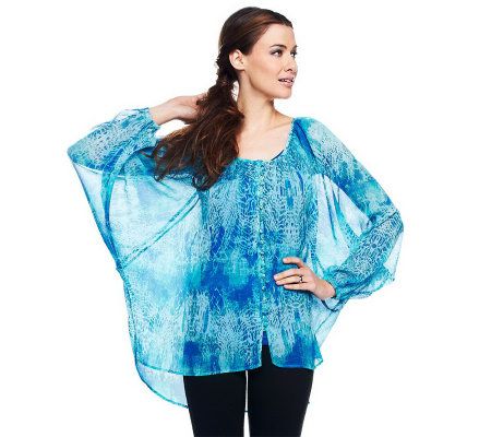 Nicole Richie Collection Printed Raglan Sleeve Blouse w/ Tank - A231893