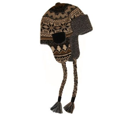 Muk Luks Traditional Knit Button Top Trapper Hat for Men - A320493