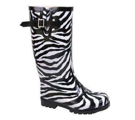 Nomad Footwear Womens Puddles Black/White Zebra Rain Boots - A320893