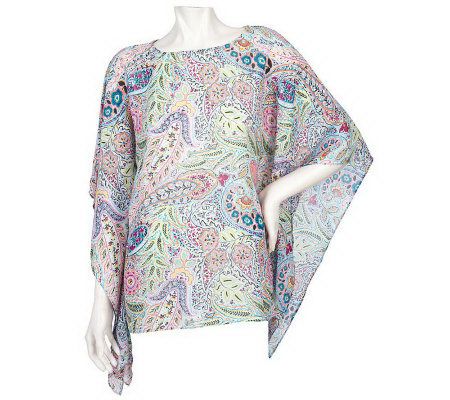Susan Graver Paisley Print Bateau Neckline Scarf Top - A57593