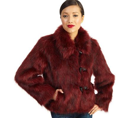 Luxe Rachel Zoe Faux Fur Toggle Coat with Wing Collar - A94293