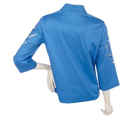 Bob Mackies Open Front Cut-Out Embroidery Jacket