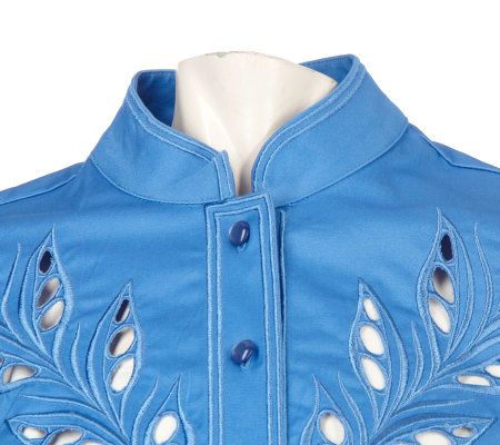 Bob Mackies Open Front Cut-Out Embroidery Jacket