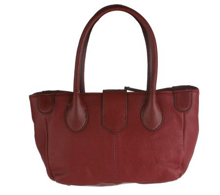 Tignanello Pebble Leather Shopper with Push Lock Detail