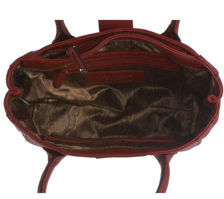 Tignanello Pebble Leather Shopper with Push Lock Detail