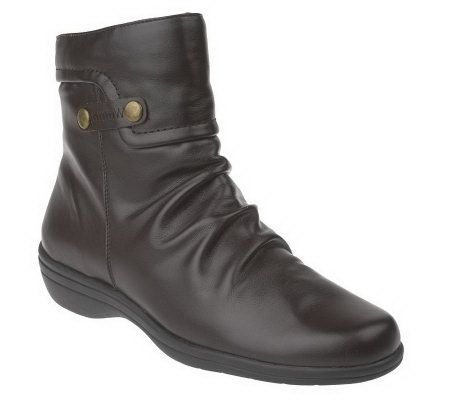 Easy Street Flat Ankle Boots w/ Ruching & Side Zip - A217194