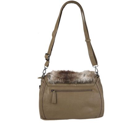 V Couture by Kooba Nappa Shoulder Bag with Faux Fur Detail
