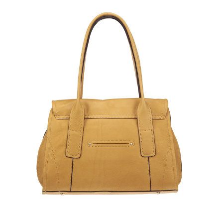 B. Makowsky Glove Leather Flap Satchel with Hardware Accent