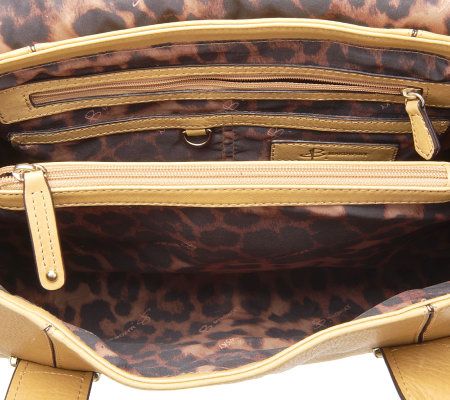 B. Makowsky Glove Leather Flap Satchel with Hardware Accent