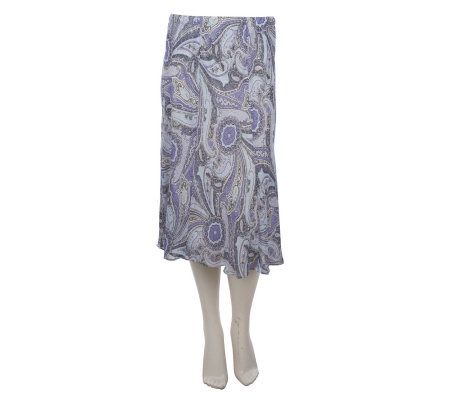 Linea by Louis DellOlio Pull-on Paisley Print Skirt - A221794