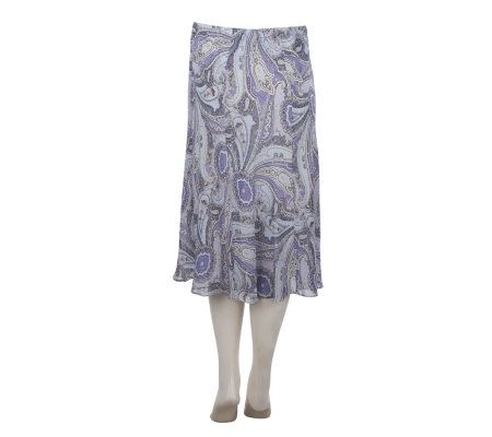 Linea by Louis DellOlio Pull-on Paisley Print Skirt