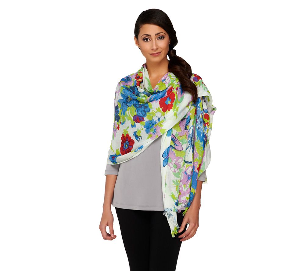Collection XIIX Floral Print Scarf with Fringe - A223494