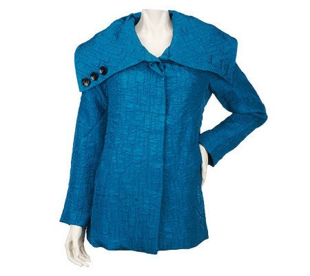 George Simonton Funnel Neck A-Line Coat with Button Detail - A226894