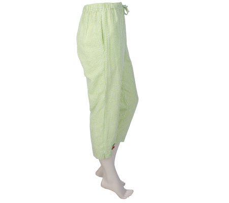 Quacker Factory Embroidered Gingham Shirt and Capri Pants