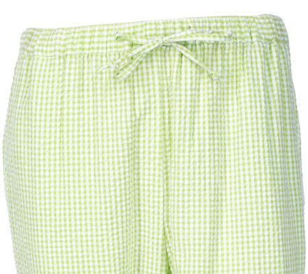 Quacker Factory Embroidered Gingham Shirt and Capri Pants