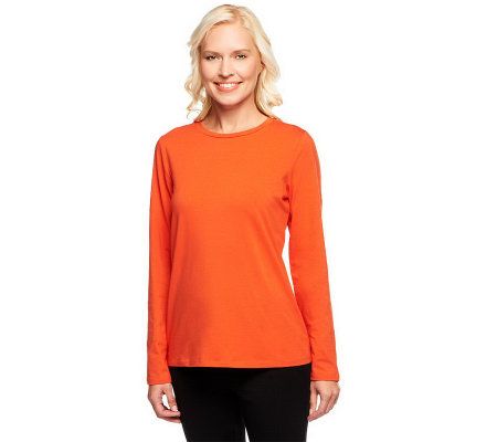 Denim & Co. Essentials Long Sleeve Crew Neck Stretch T-shirt - A92994