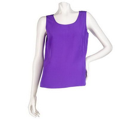 Bob Mackies Silk Scoop Neck Tank with Princess Seams - A200695