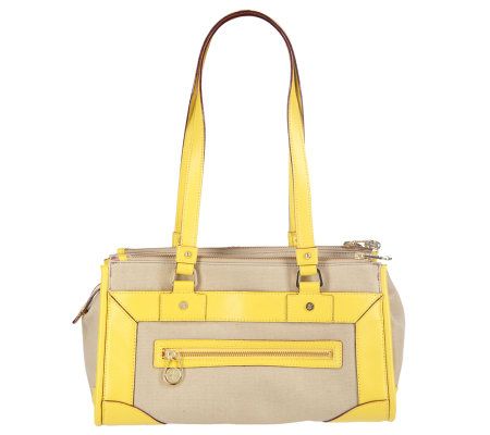 Isaac Mizrahi Live! Linen Collar Button Satchel