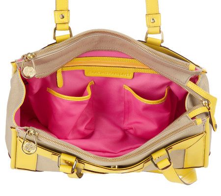 Isaac Mizrahi Live! Linen Collar Button Satchel