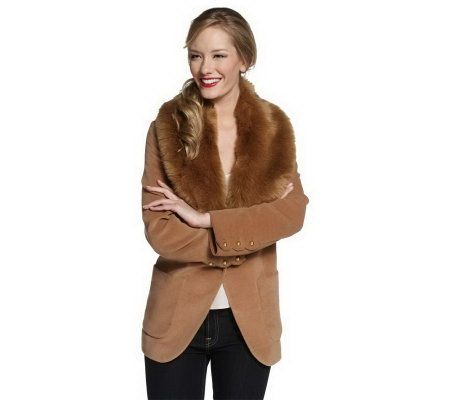 Luxe Rachel Zoe Blazer with Removable Faux Fur Collar and Buttons - A220295