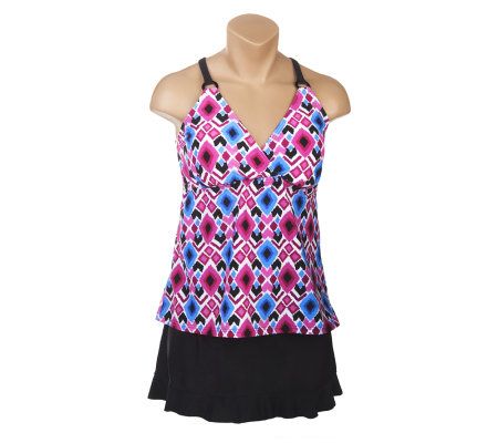 Ocean Dream Signature Diamond Ikat Tankini w/Ruffle Skirt