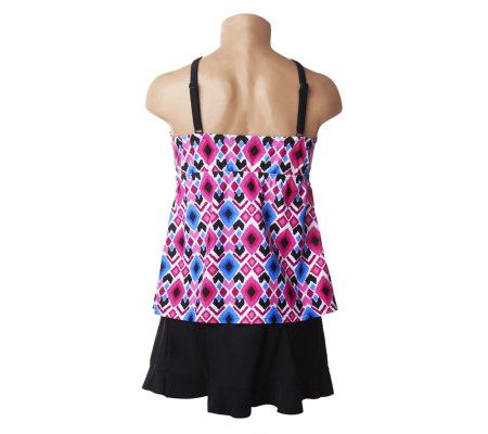 Ocean Dream Signature Diamond Ikat Tankini w/Ruffle Skirt