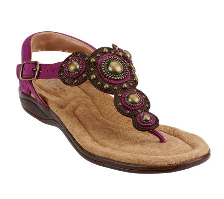 Clarks Artisan Poster Signet Leather Sandals w/ Stud Detail - A222495